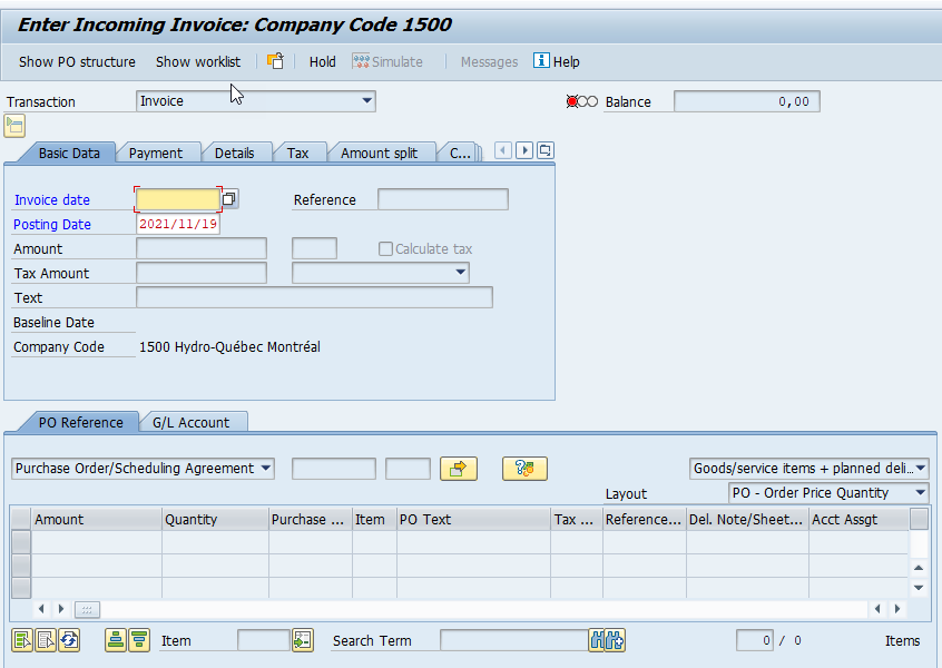 MIRO - Enter Incoming Invoice