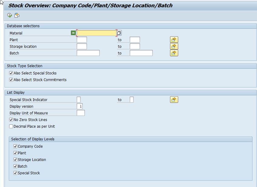 MMBE - Stock Overview SAP Materials Management MM SAP transaction