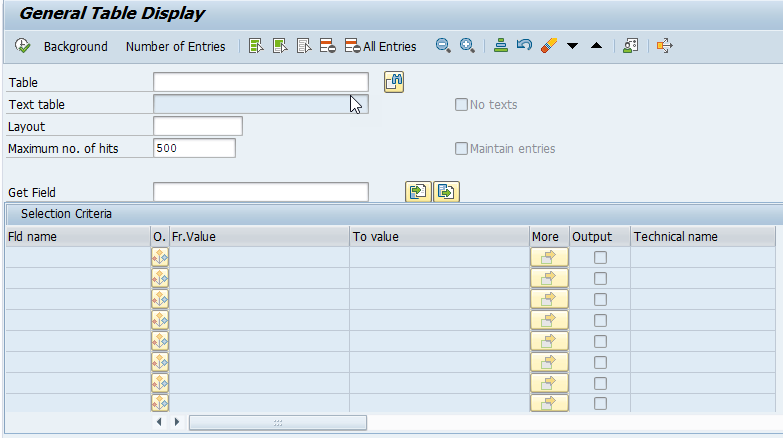 SE16N - SAP - General Table Display Materials Management M SAP transaction