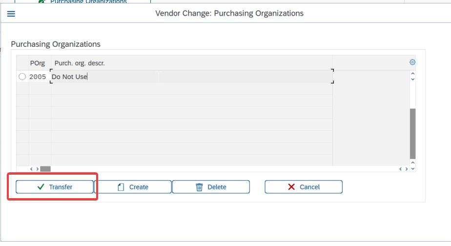 Transfer purchasing organization