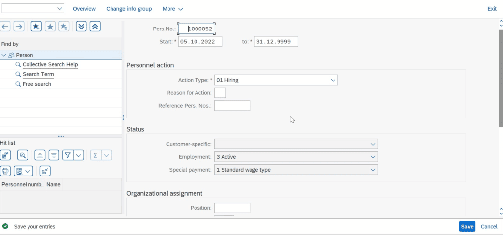 PA30 - SAP S4/HANA