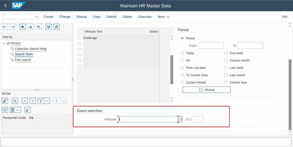 Direct Selection Infotype