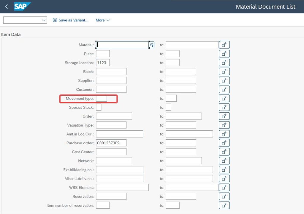 sap movement type account assignment